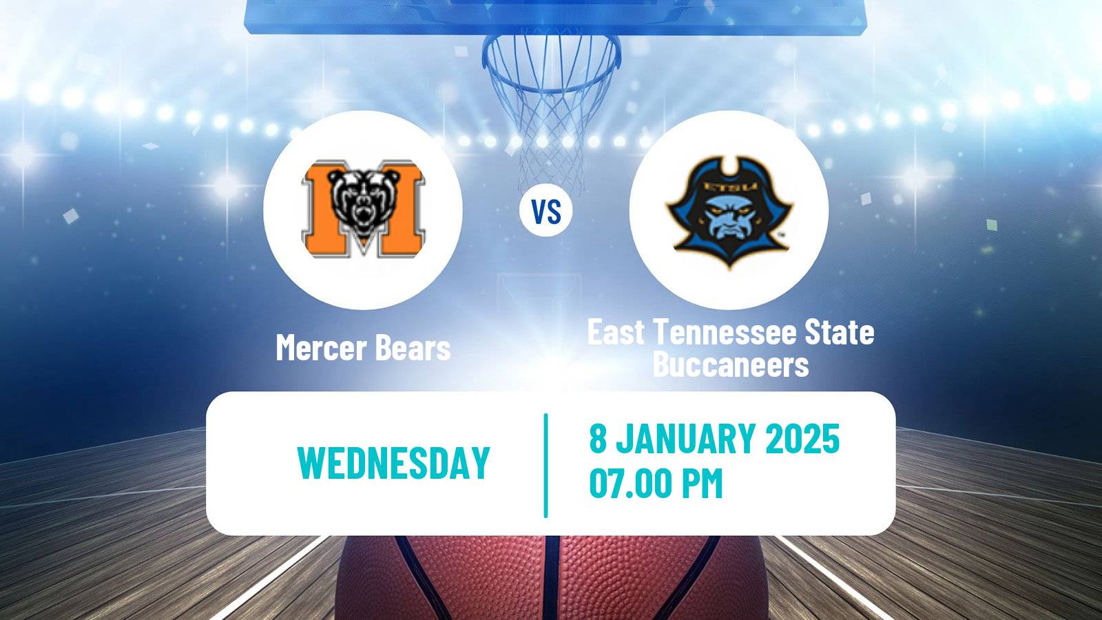 Basketball NCAA College Basketball Mercer Bears - East Tennessee State Buccaneers