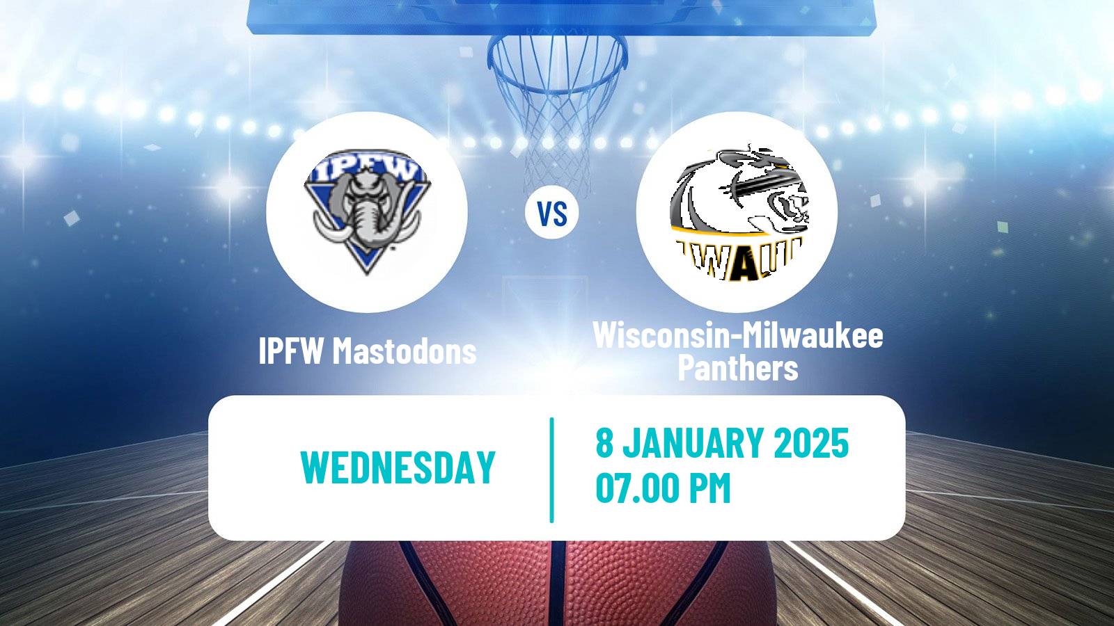 Basketball NCAA College Basketball IPFW Mastodons - Wisconsin-Milwaukee Panthers