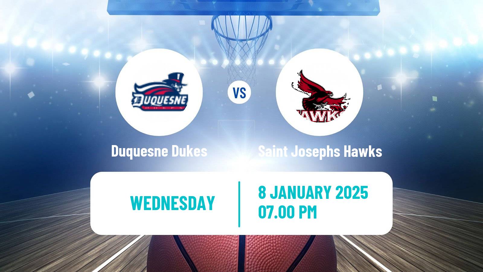 Basketball NCAA College Basketball Duquesne Dukes - Saint Josephs Hawks