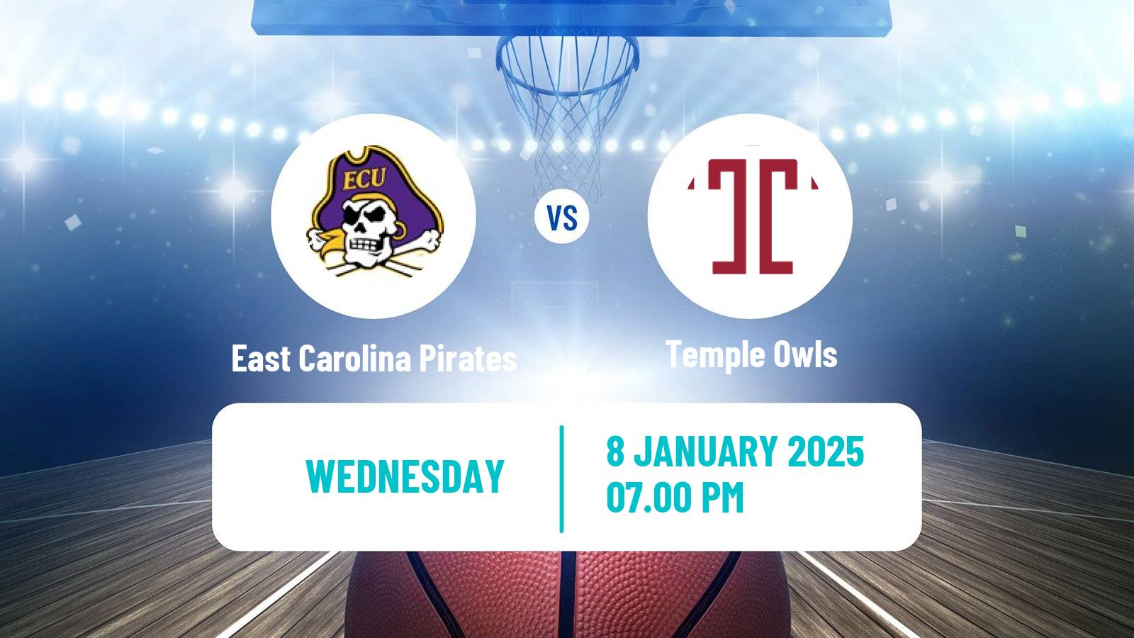 Basketball NCAA College Basketball East Carolina Pirates - Temple Owls