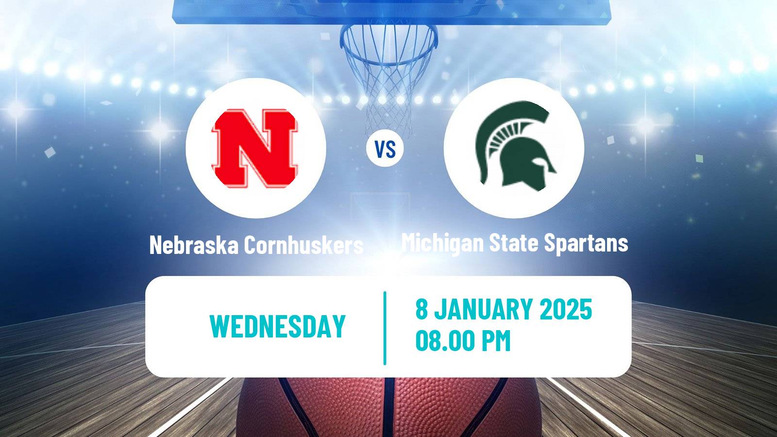 Basketball NCAA College Basketball Women Nebraska Cornhuskers - Michigan State Spartans