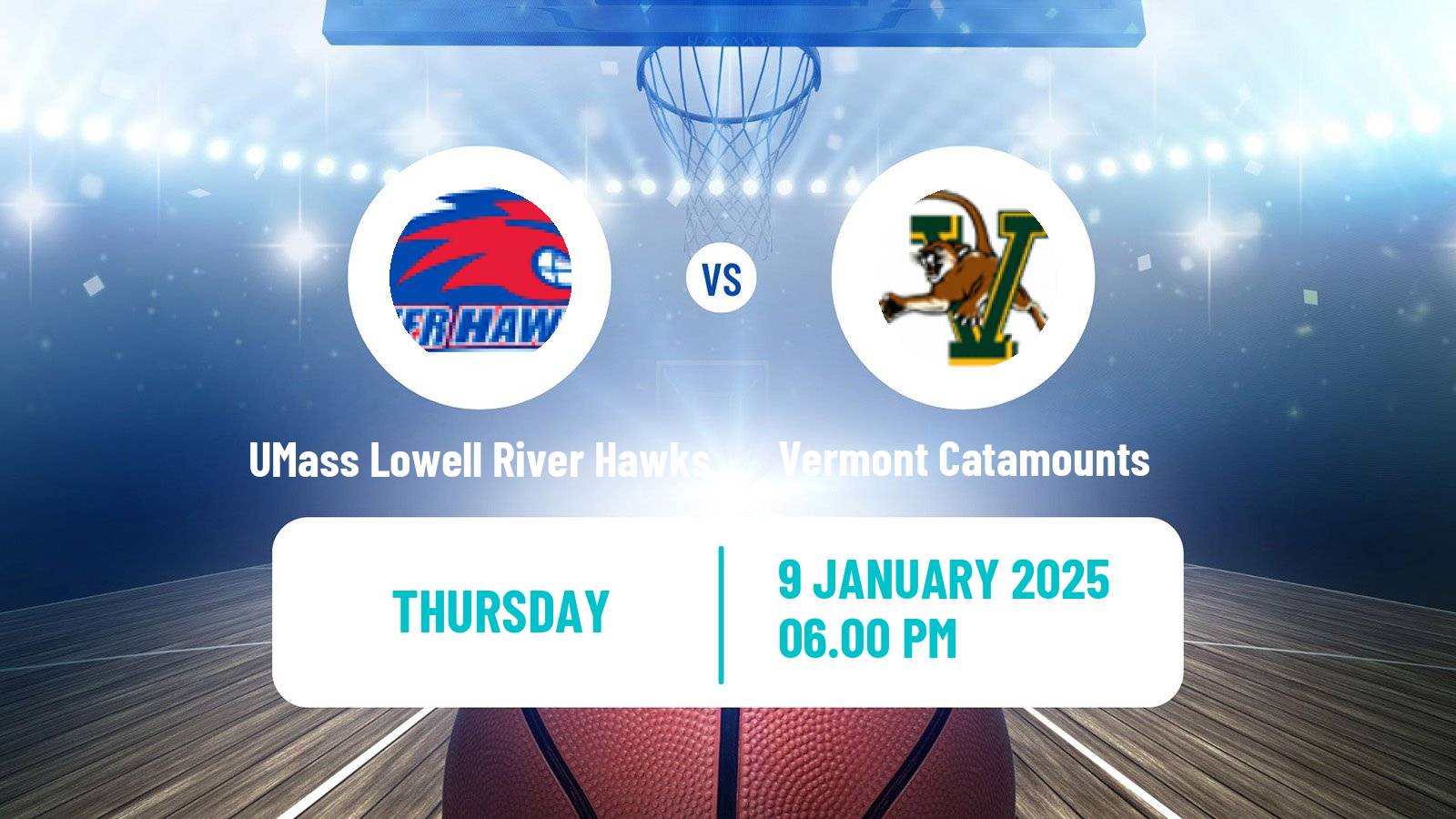 Basketball NCAA College Basketball UMass Lowell River Hawks - Vermont Catamounts