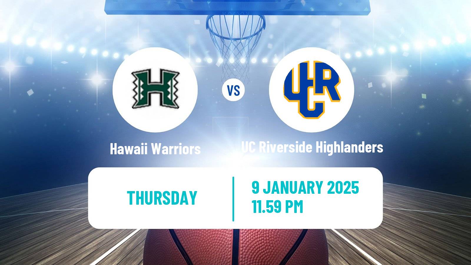 Basketball NCAA College Basketball Women Hawaii Warriors - UC Riverside Highlanders