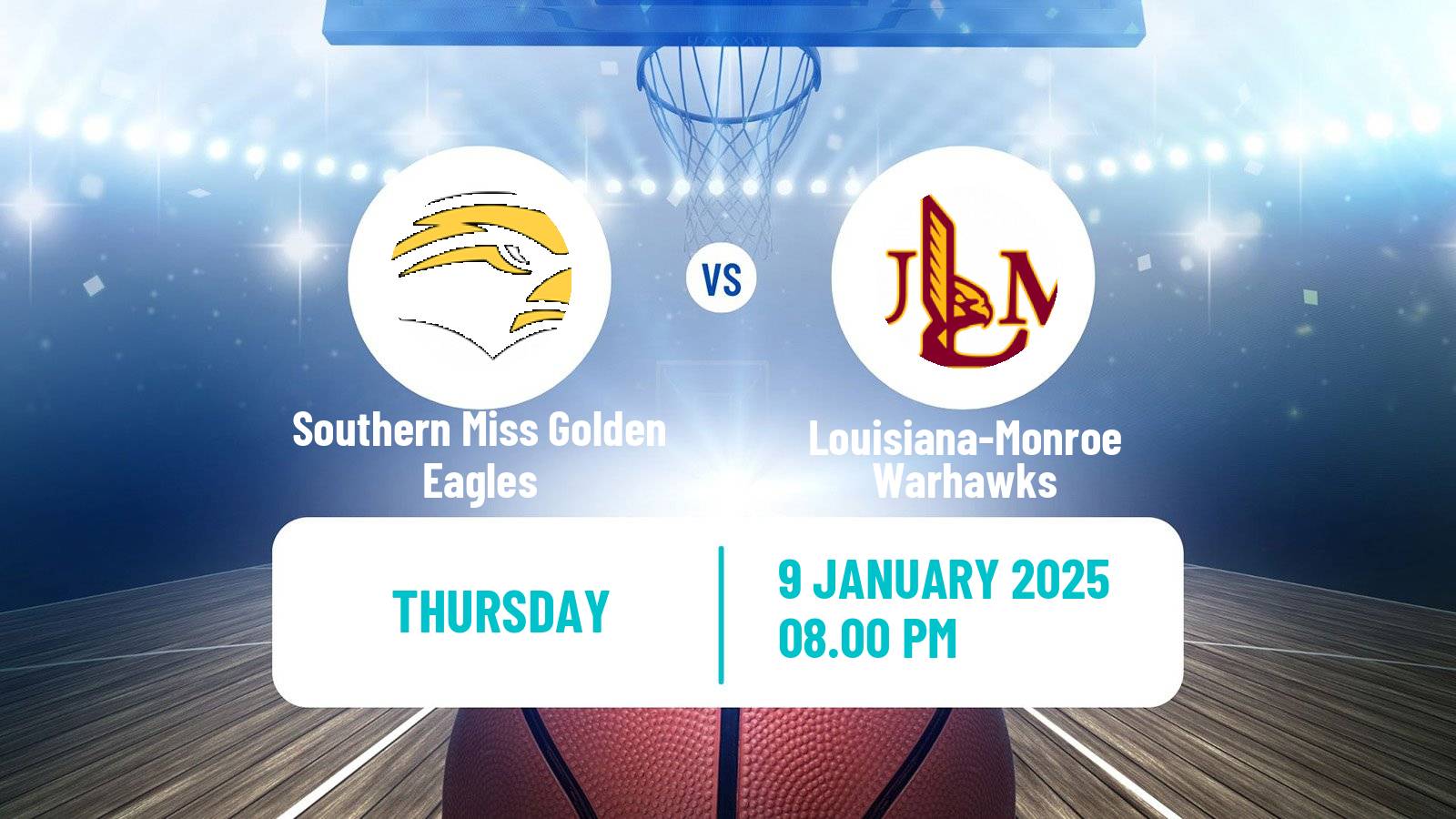 Basketball NCAA College Basketball Southern Miss Golden Eagles - Louisiana-Monroe Warhawks