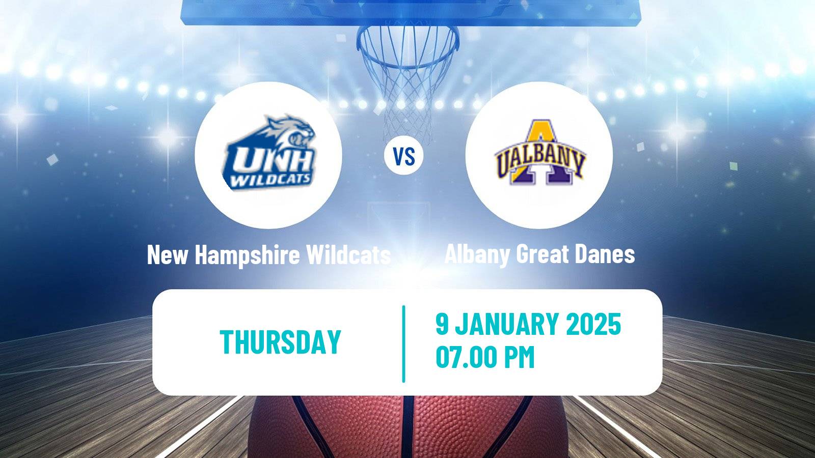 Basketball NCAA College Basketball New Hampshire Wildcats - Albany Great Danes