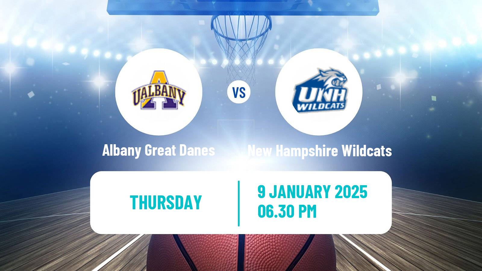 Basketball NCAA College Basketball Women Albany Great Danes - New Hampshire Wildcats