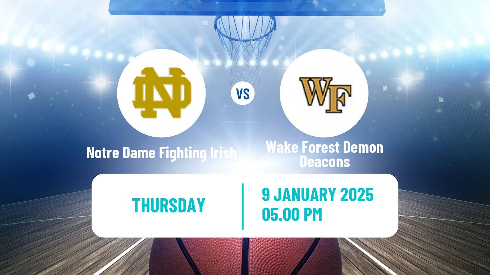 Basketball NCAA College Basketball Women Notre Dame Fighting Irish - Wake Forest Demon Deacons