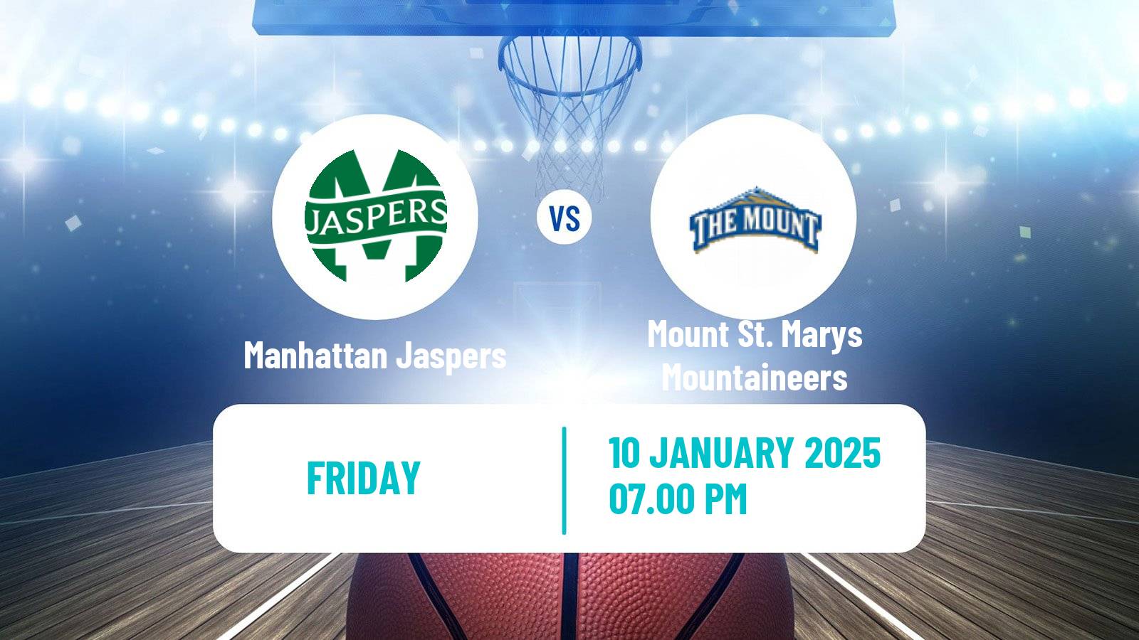 Basketball NCAA College Basketball Manhattan Jaspers - Mount St. Marys Mountaineers