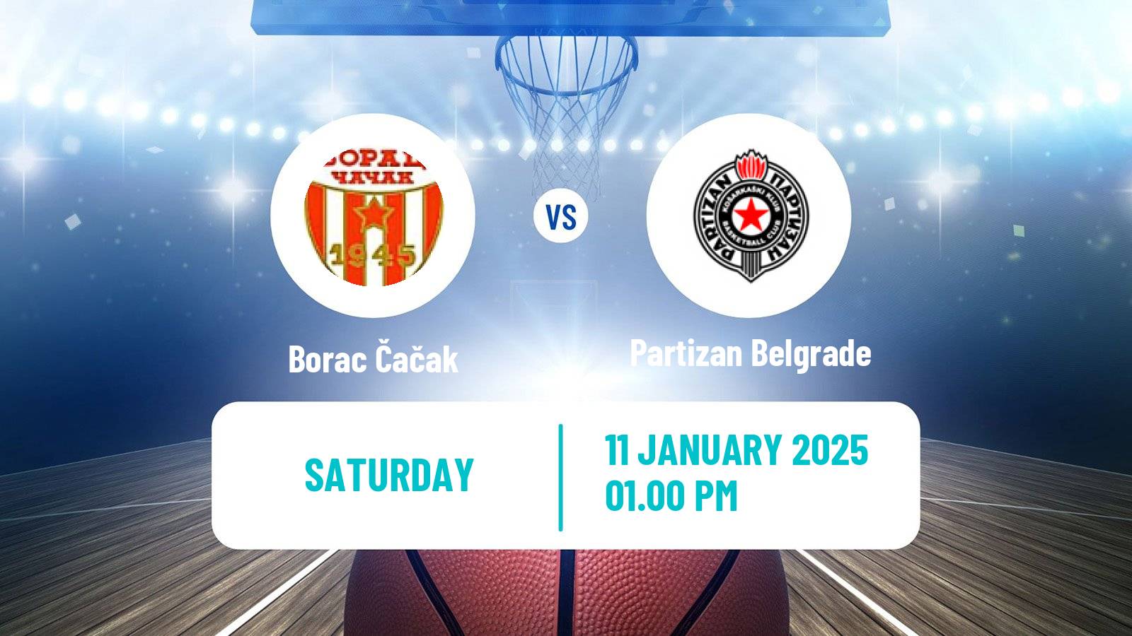 Basketball Adriatic League Borac Čačak - Partizan Belgrade