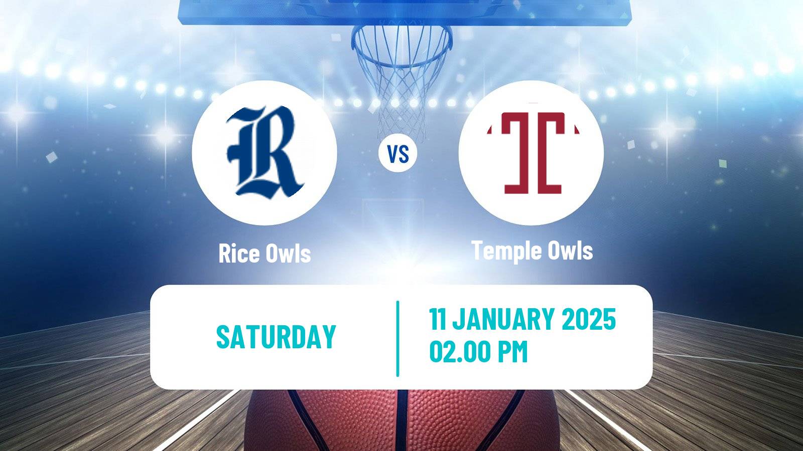 Basketball NCAA College Basketball Rice Owls - Temple Owls