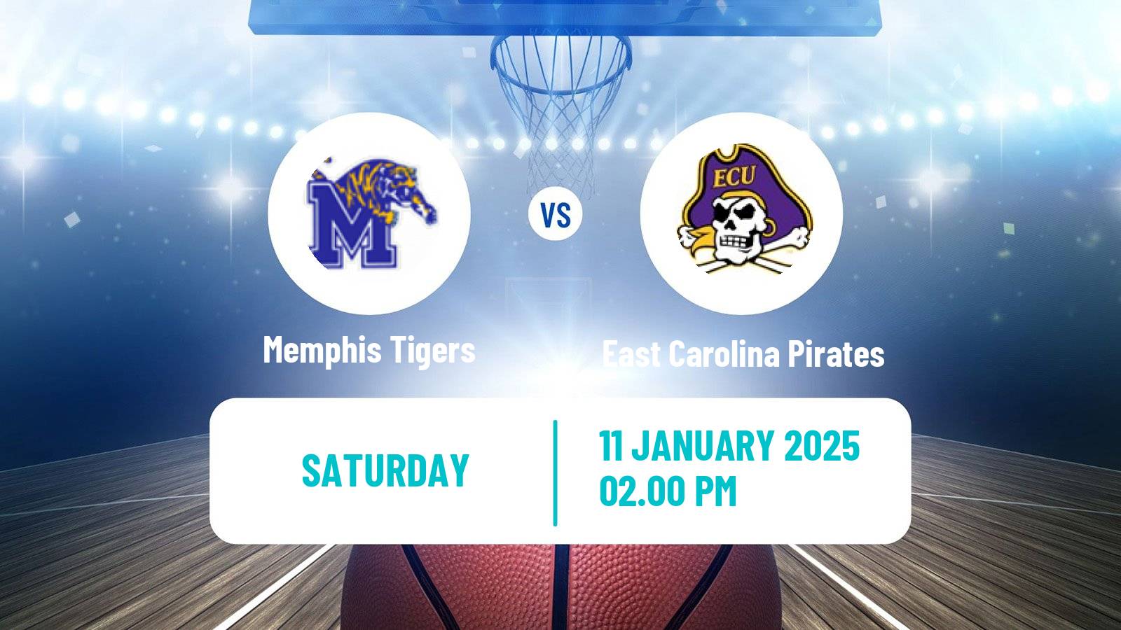 Basketball NCAA College Basketball Memphis Tigers - East Carolina Pirates