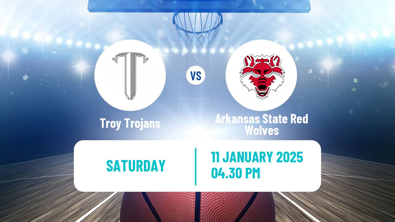 Basketball NCAA College Basketball Troy Trojans - Arkansas State Red Wolves