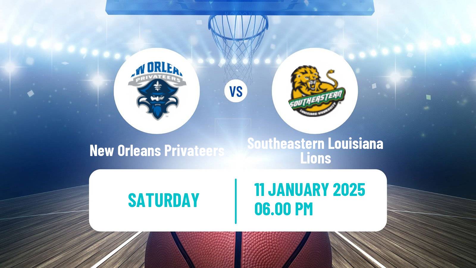 Basketball NCAA College Basketball New Orleans Privateers - Southeastern Louisiana Lions