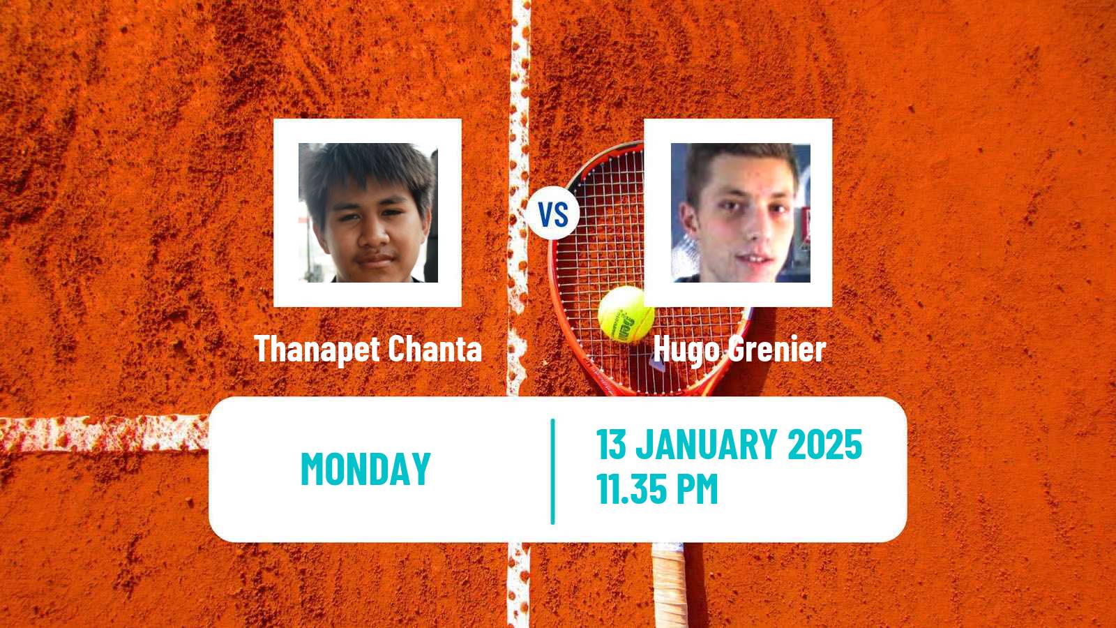 Tennis Nonthaburi 3 Challenger Men Thanapet Chanta - Hugo Grenier