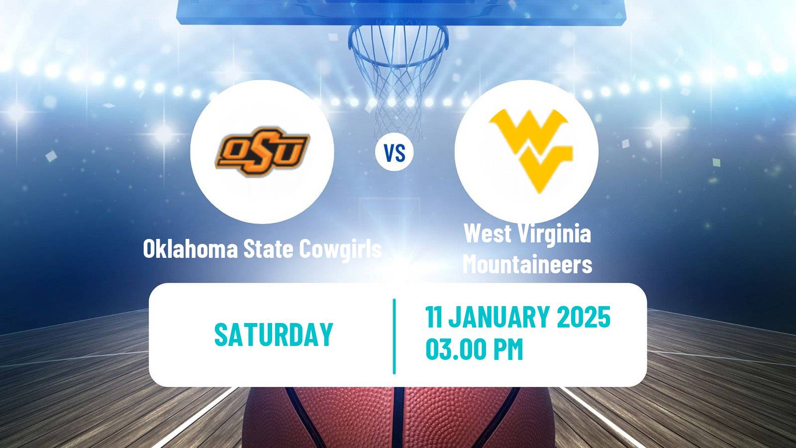 Basketball NCAA College Basketball Women Oklahoma State Cowgirls - West Virginia Mountaineers