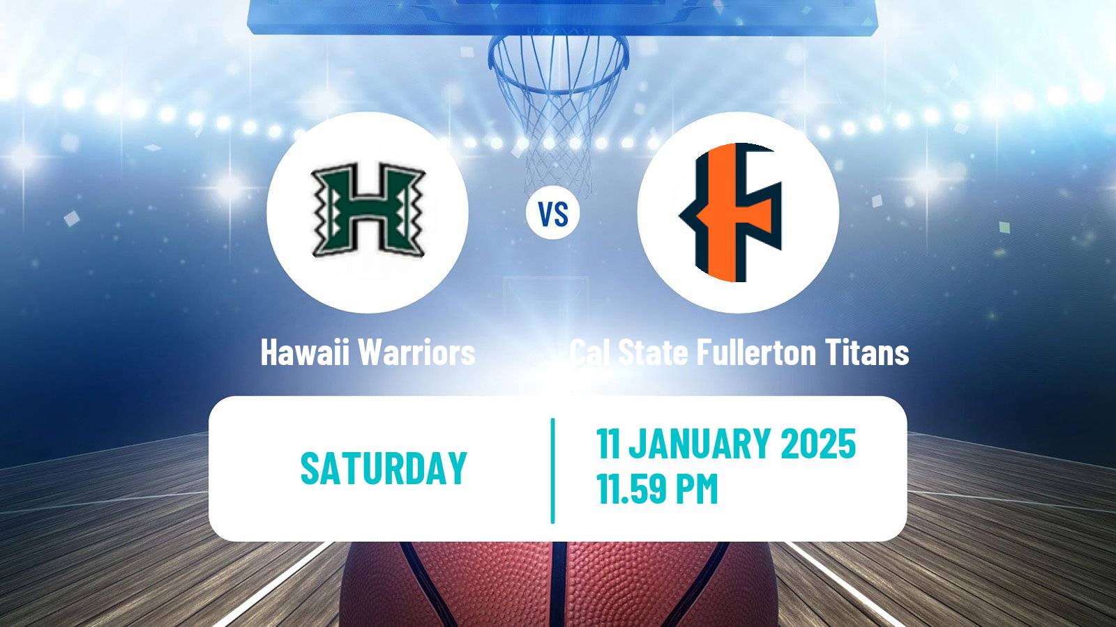 Basketball NCAA College Basketball Women Hawaii Warriors - Cal State Fullerton Titans