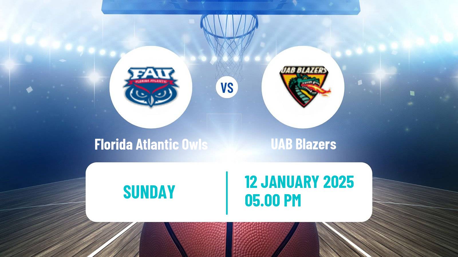 Basketball NCAA College Basketball Florida Atlantic Owls - UAB Blazers