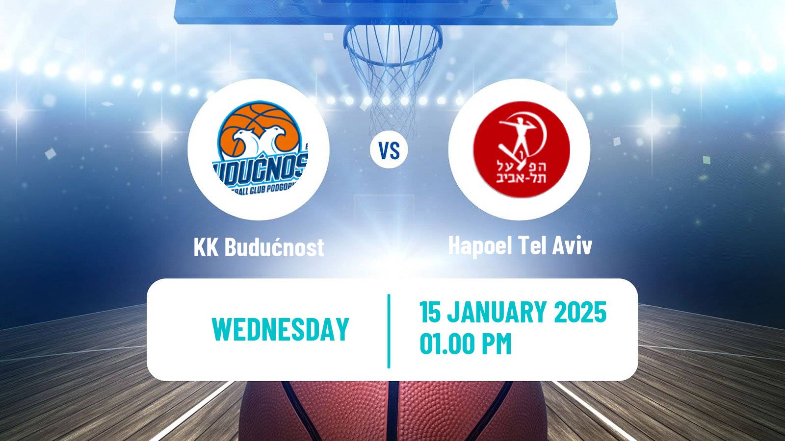 Basketball Eurocup KK Budućnost - Hapoel Tel Aviv