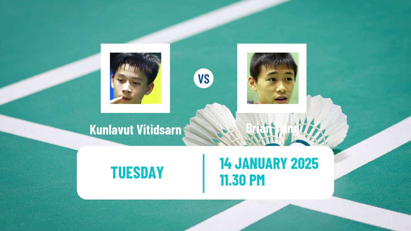 Badminton BWF World Tour India Open Men Kunlavut Vitidsarn - Brian Yang