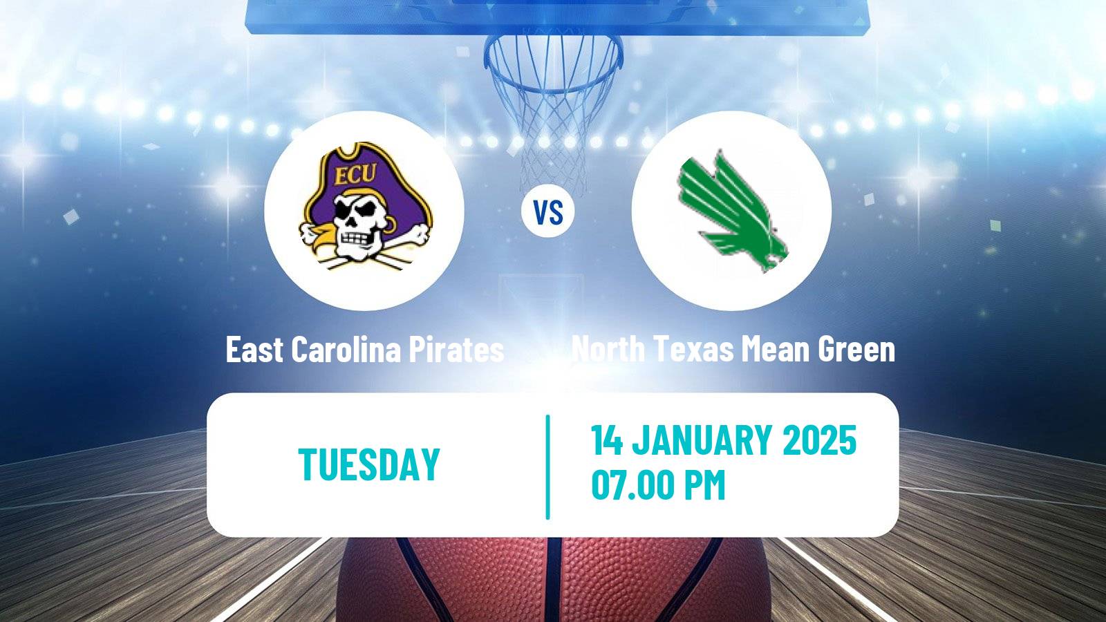 Basketball NCAA College Basketball East Carolina Pirates - North Texas Mean Green