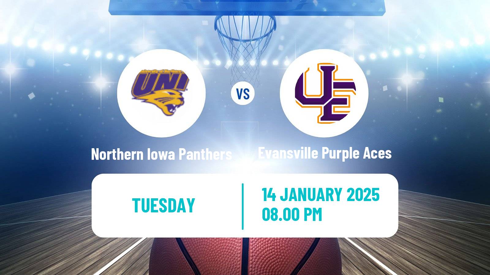 Basketball NCAA College Basketball Northern Iowa Panthers - Evansville Purple Aces