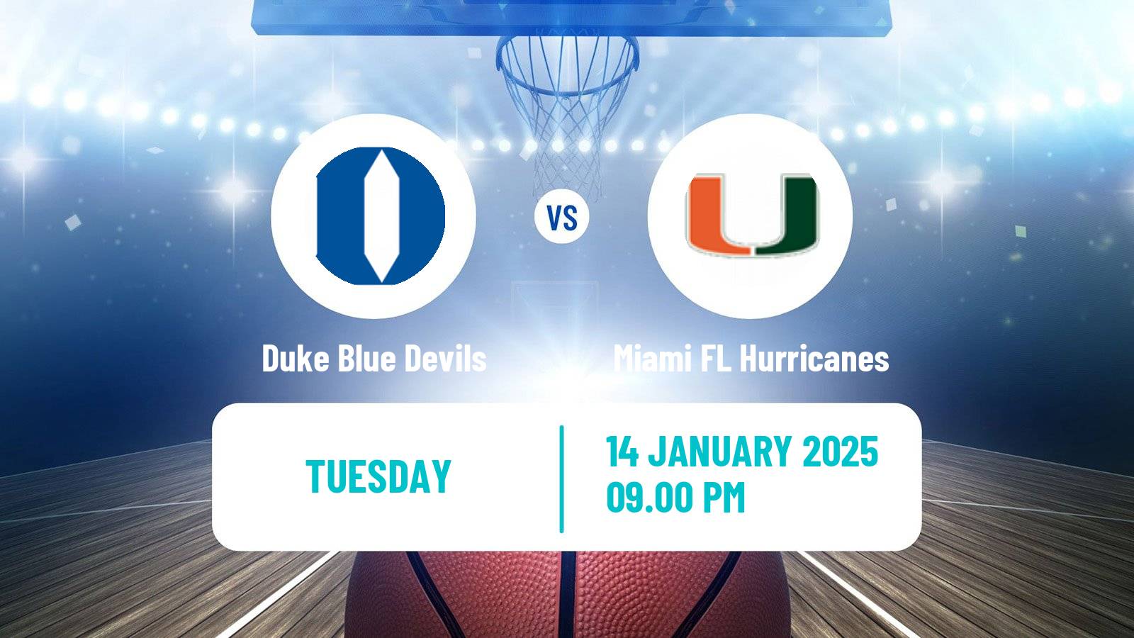 Basketball NCAA College Basketball Duke Blue Devils - Miami FL Hurricanes