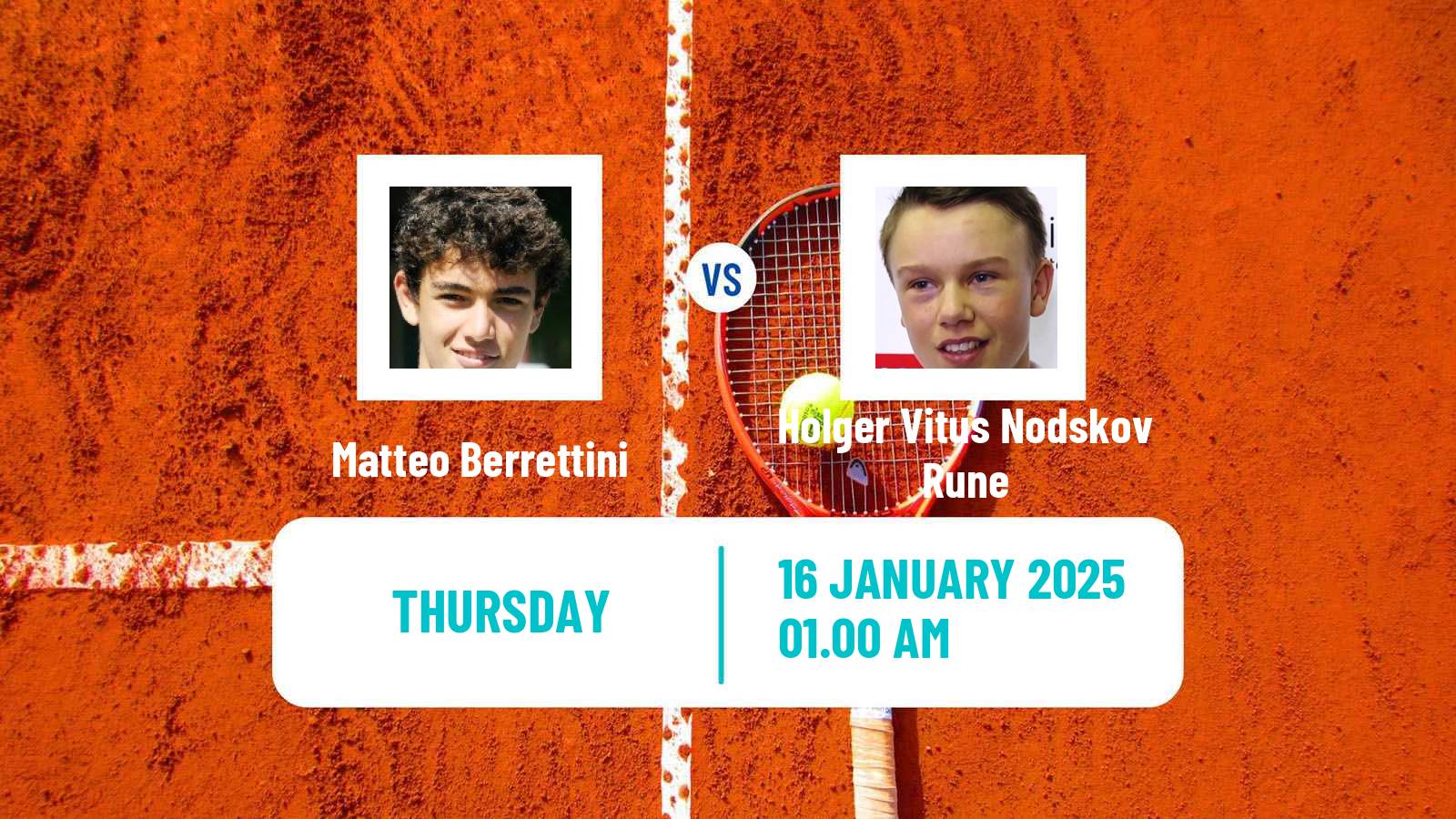 Tennis ATP Australian Open Matteo Berrettini - Holger Vitus Nodskov Rune