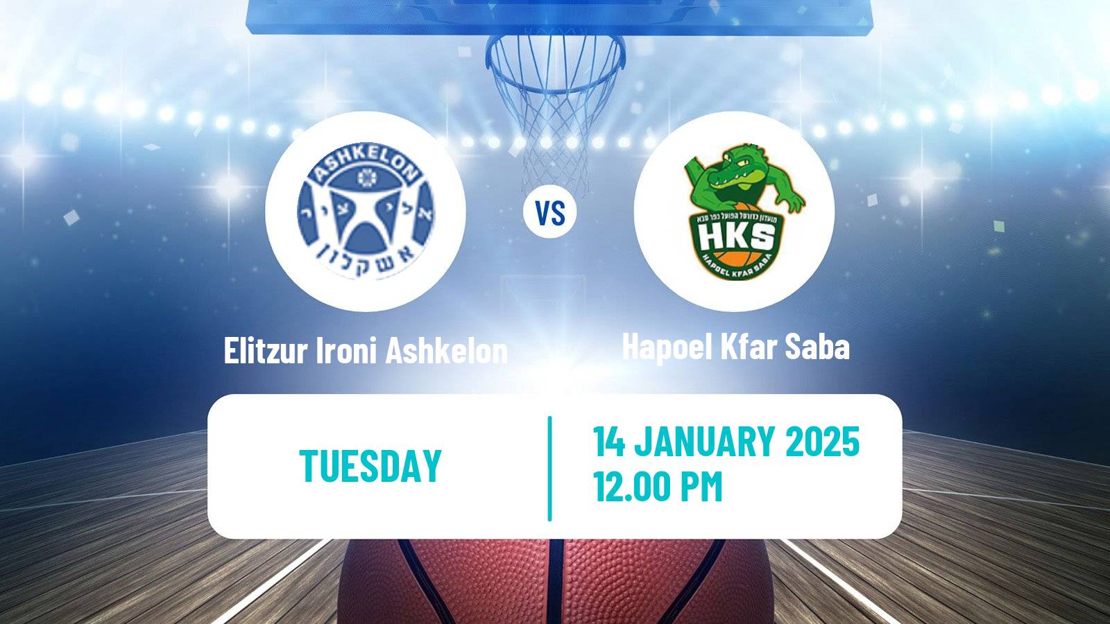 Basketball Israeli Liga Leumit Basketball Elitzur Ironi Ashkelon - Hapoel Kfar Saba