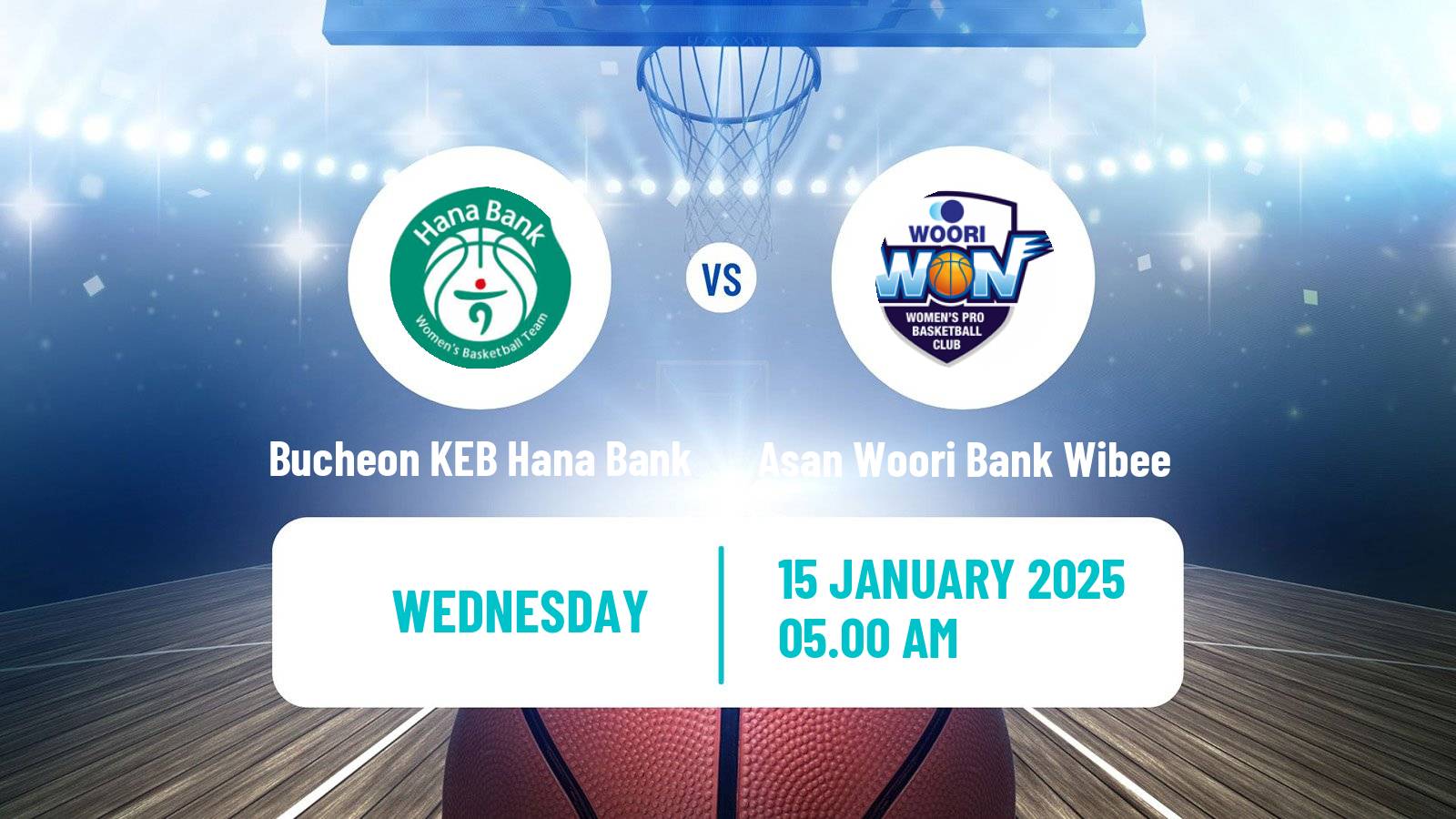 Basketball WKBL Bucheon KEB Hana Bank - Asan Woori Bank Wibee