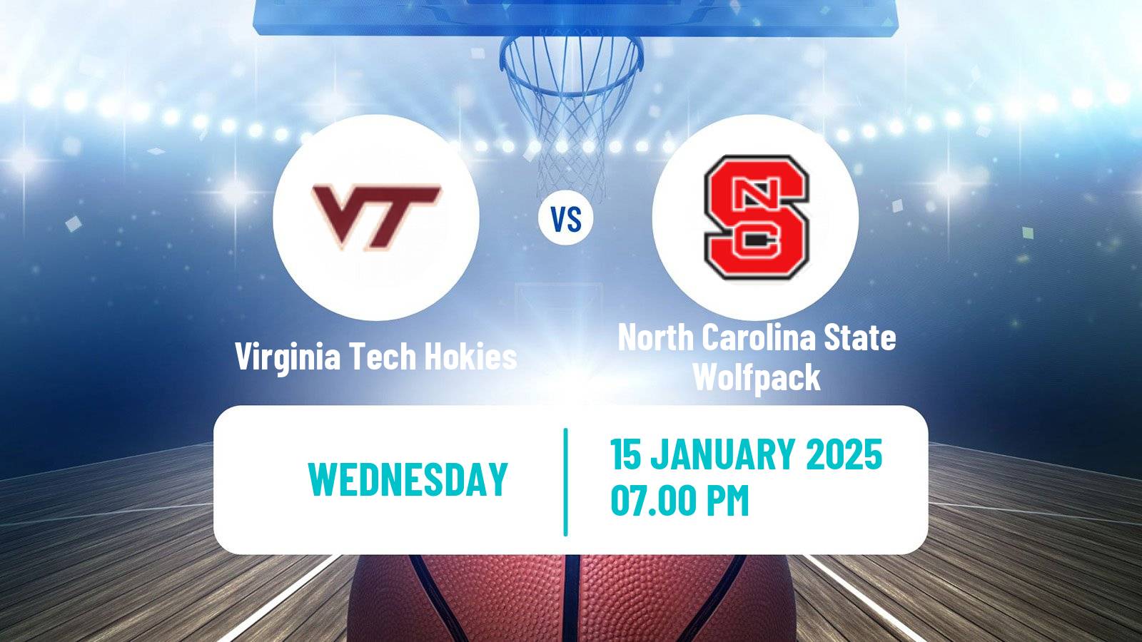 Basketball NCAA College Basketball Virginia Tech Hokies - North Carolina State Wolfpack