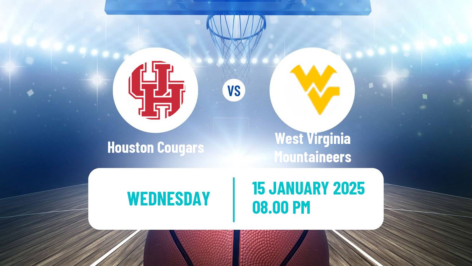 Basketball NCAA College Basketball Houston Cougars - West Virginia Mountaineers