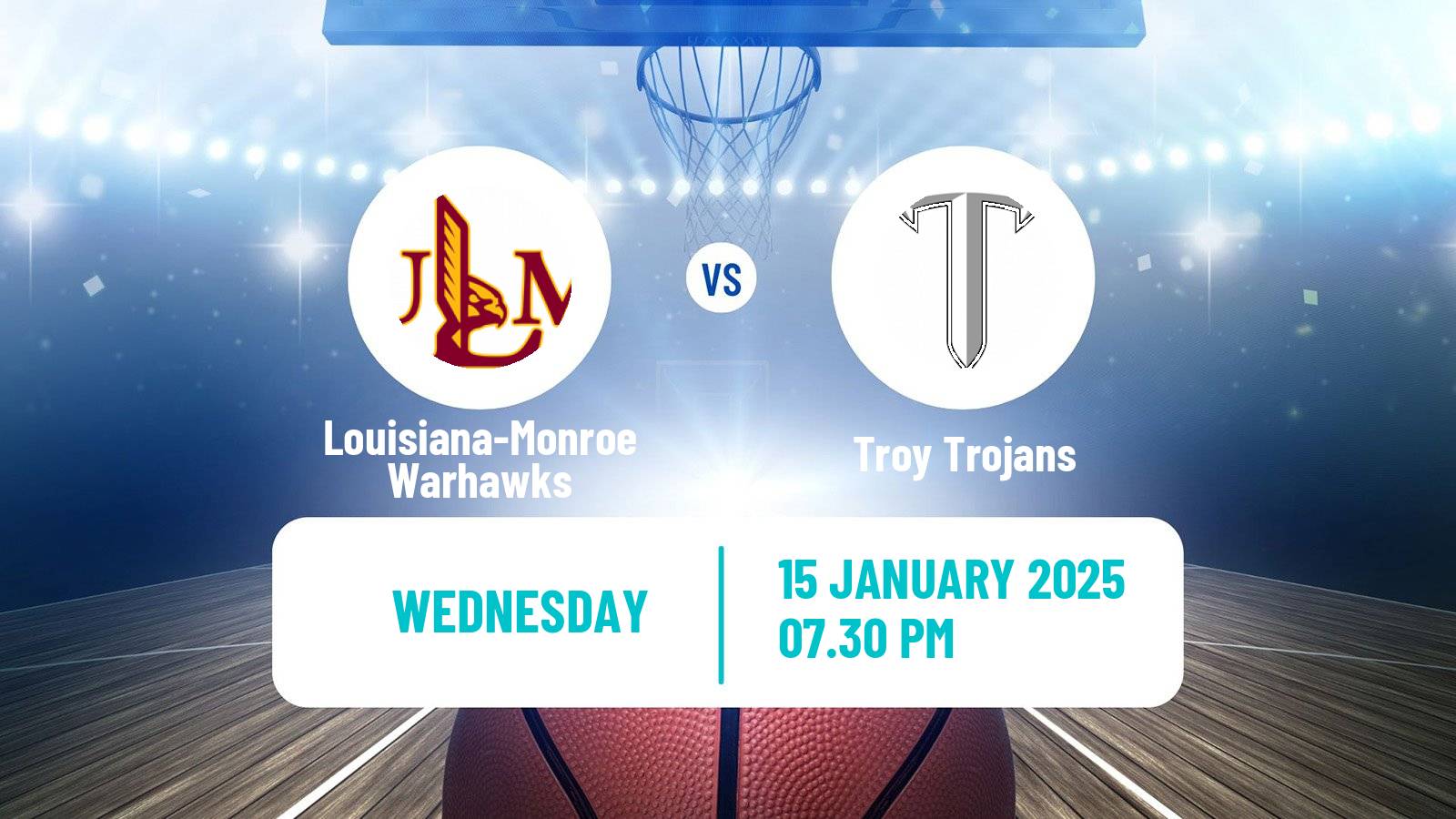 Basketball NCAA College Basketball Louisiana-Monroe Warhawks - Troy Trojans