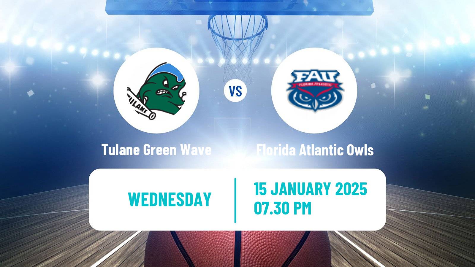 Basketball NCAA College Basketball Tulane Green Wave - Florida Atlantic Owls