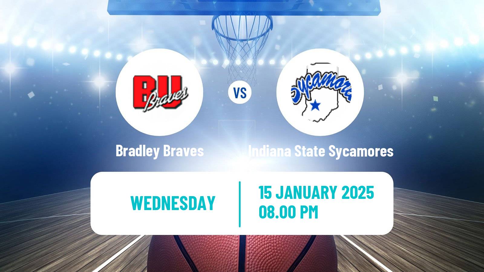 Basketball NCAA College Basketball Bradley Braves - Indiana State Sycamores