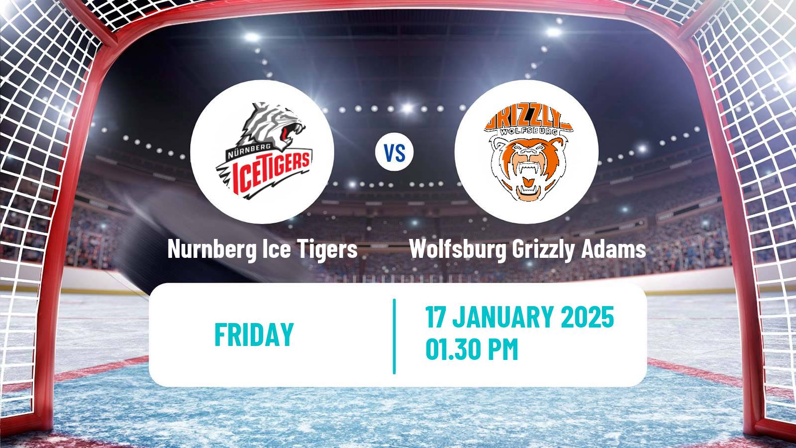 Hockey German Ice Hockey League Nurnberg Ice Tigers - Wolfsburg Grizzly Adams