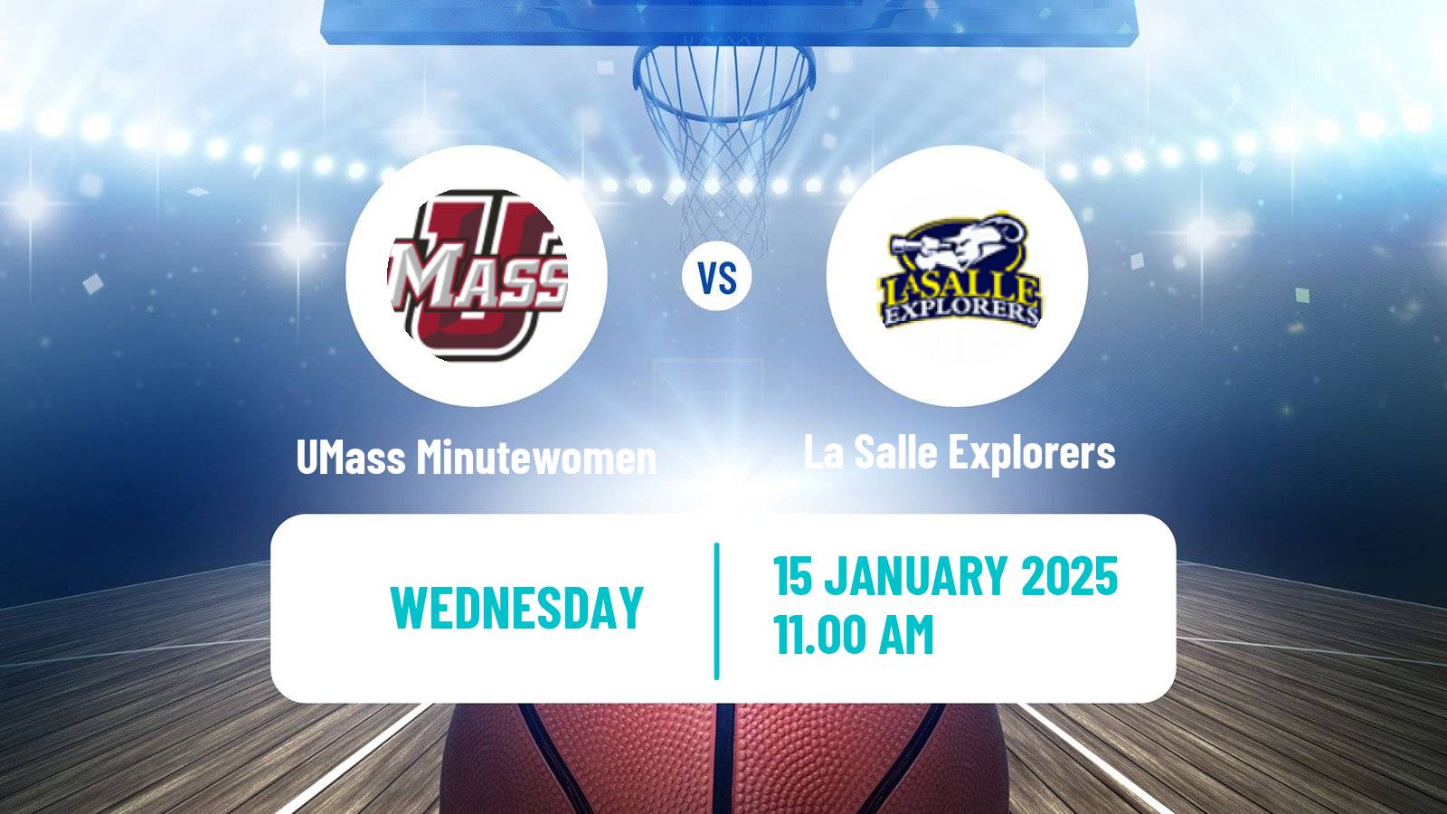 Basketball NCAA College Basketball Women UMass Minutewomen - La Salle Explorers