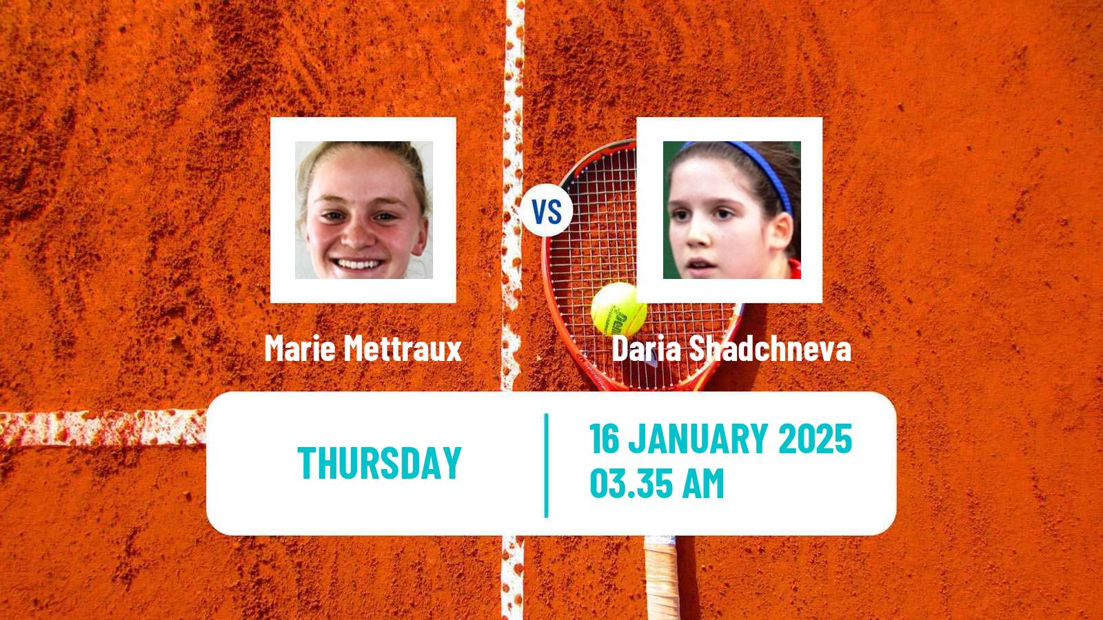 Tennis ITF W15 Antalya 2 Women Marie Mettraux - Daria Shadchneva