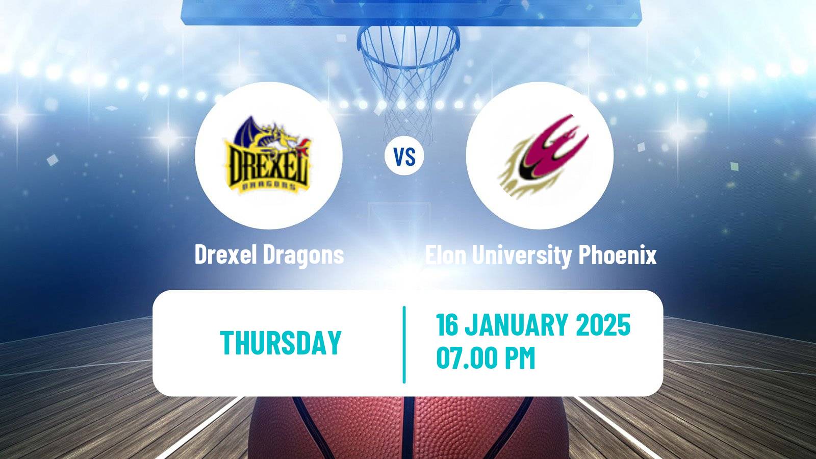 Basketball NCAA College Basketball Drexel Dragons - Elon University Phoenix