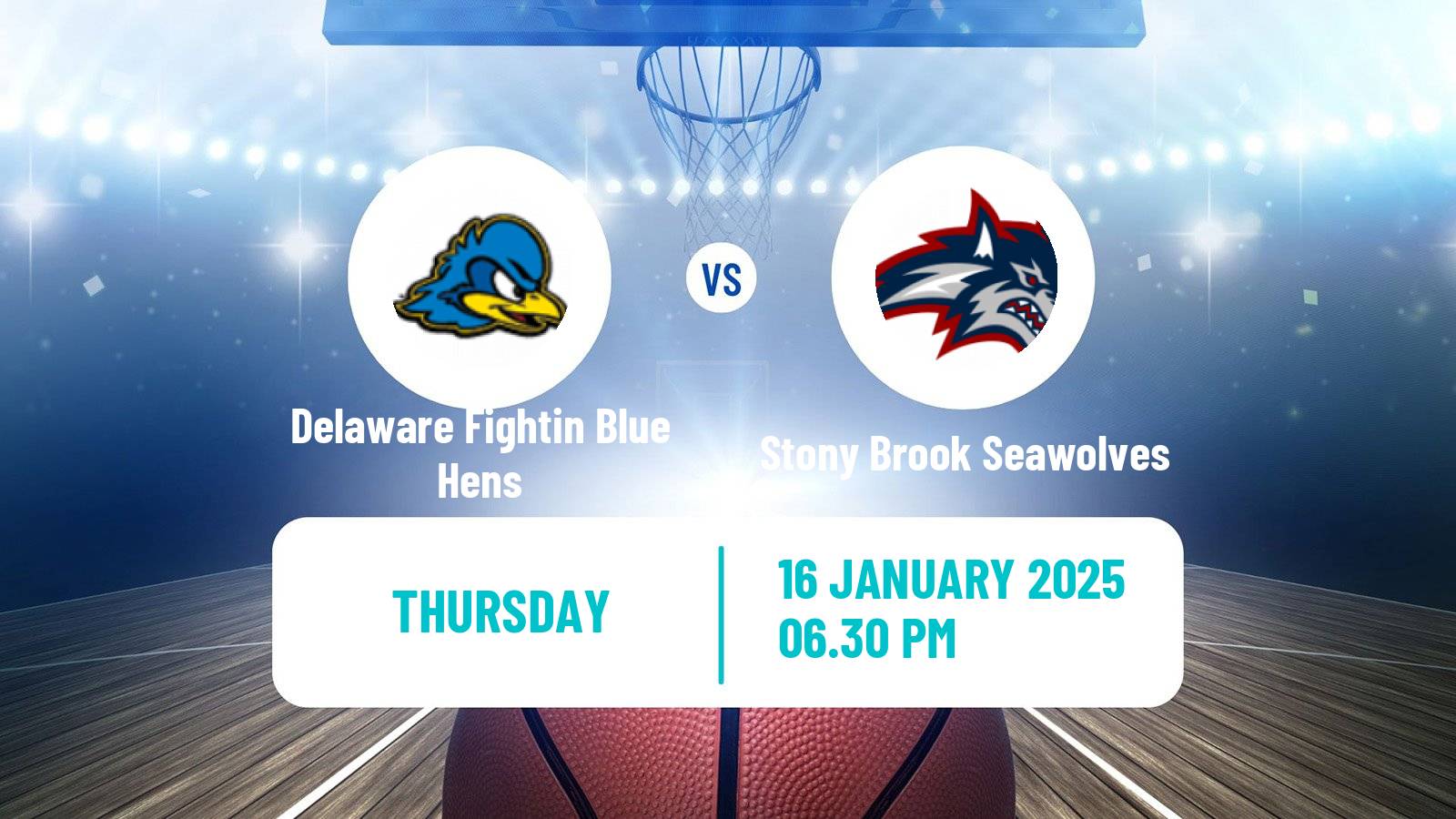 Basketball NCAA College Basketball Delaware Fightin Blue Hens - Stony Brook Seawolves