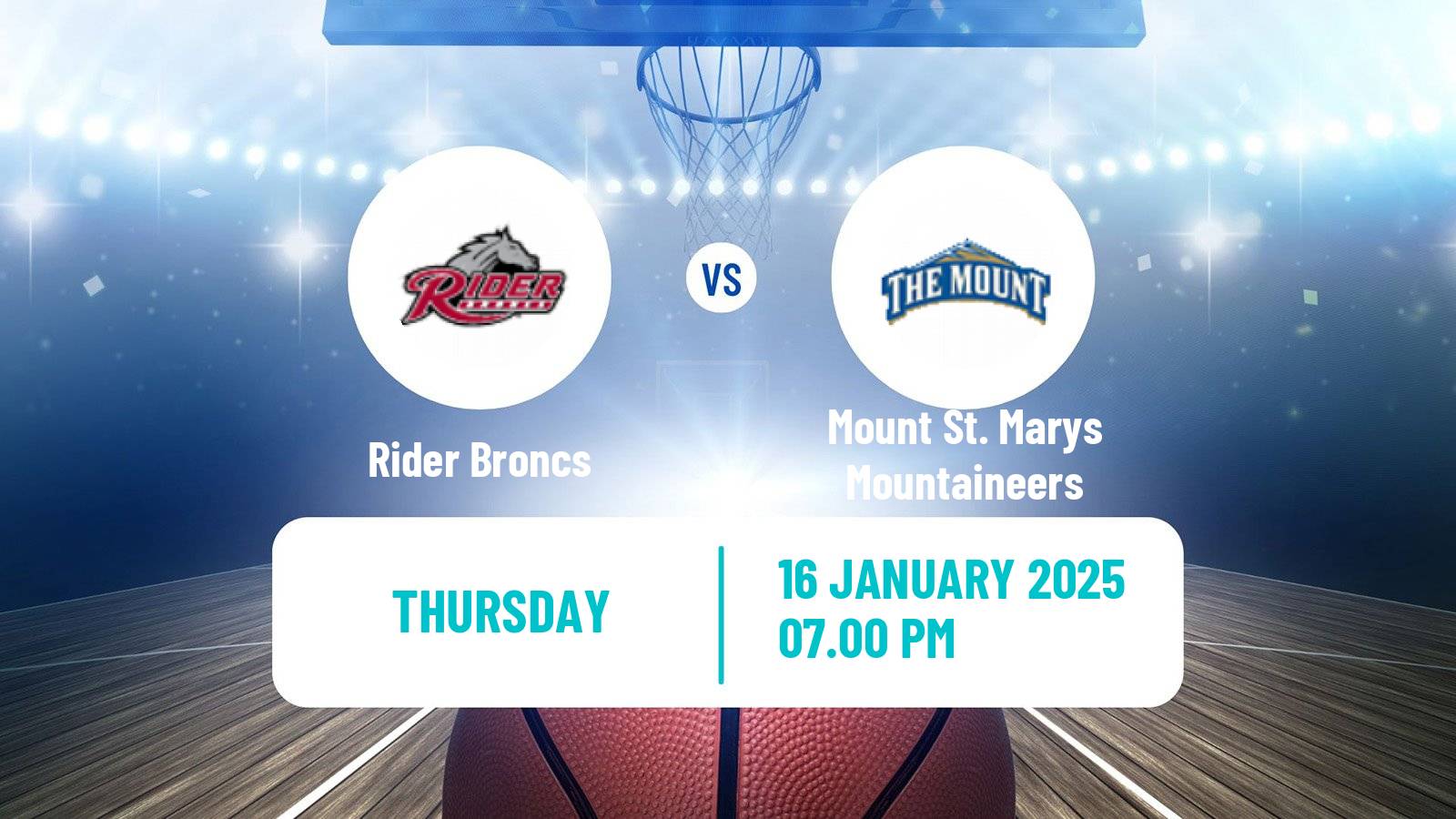 Basketball NCAA College Basketball Rider Broncs - Mount St. Marys Mountaineers