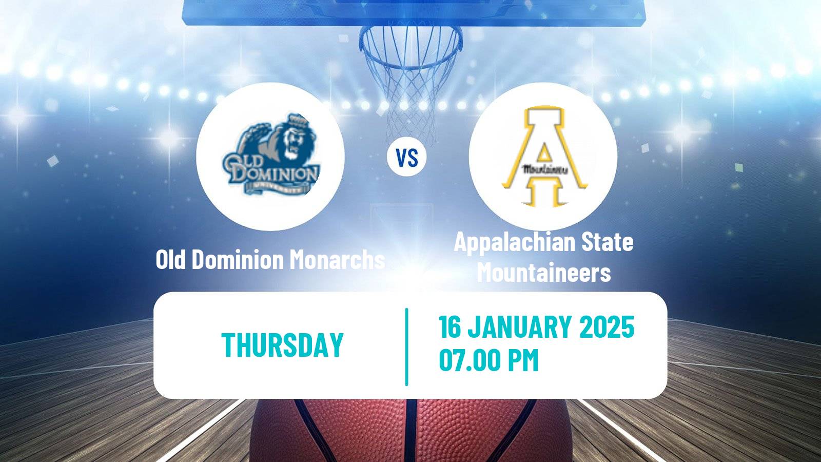 Basketball NCAA College Basketball Old Dominion Monarchs - Appalachian State Mountaineers