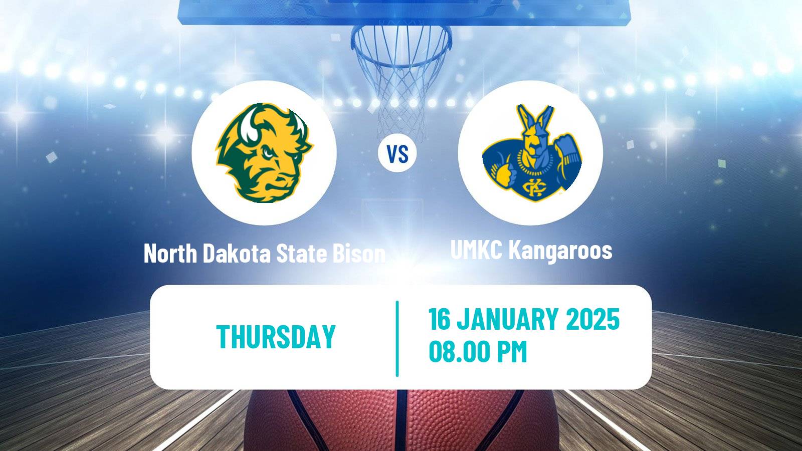 Basketball NCAA College Basketball North Dakota State Bison - UMKC Kangaroos