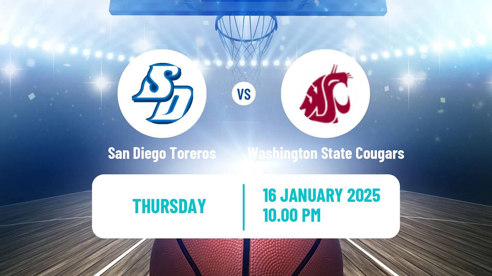 Basketball NCAA College Basketball San Diego Toreros - Washington State Cougars