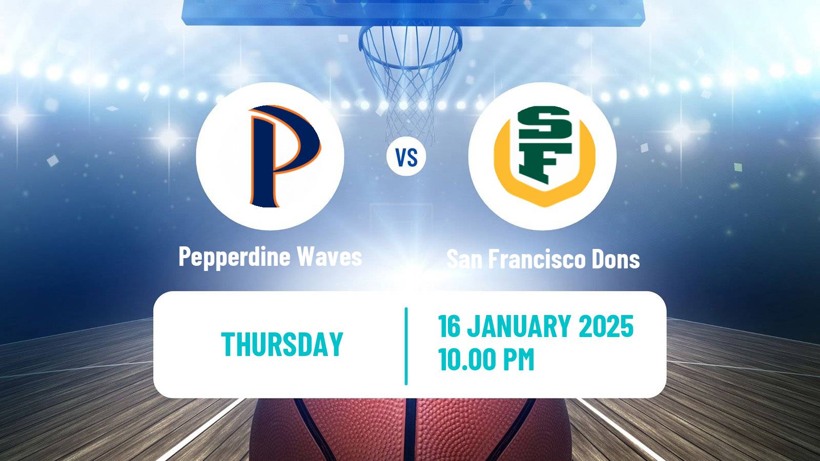 Basketball NCAA College Basketball Pepperdine Waves - San Francisco Dons