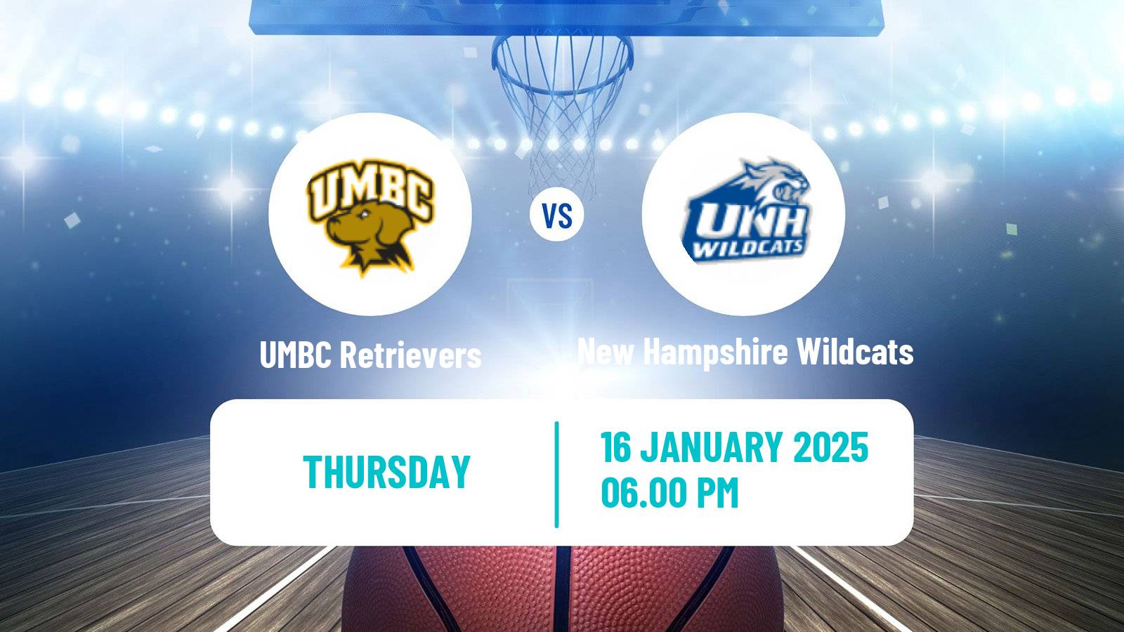 Basketball NCAA College Basketball UMBC Retrievers - New Hampshire Wildcats