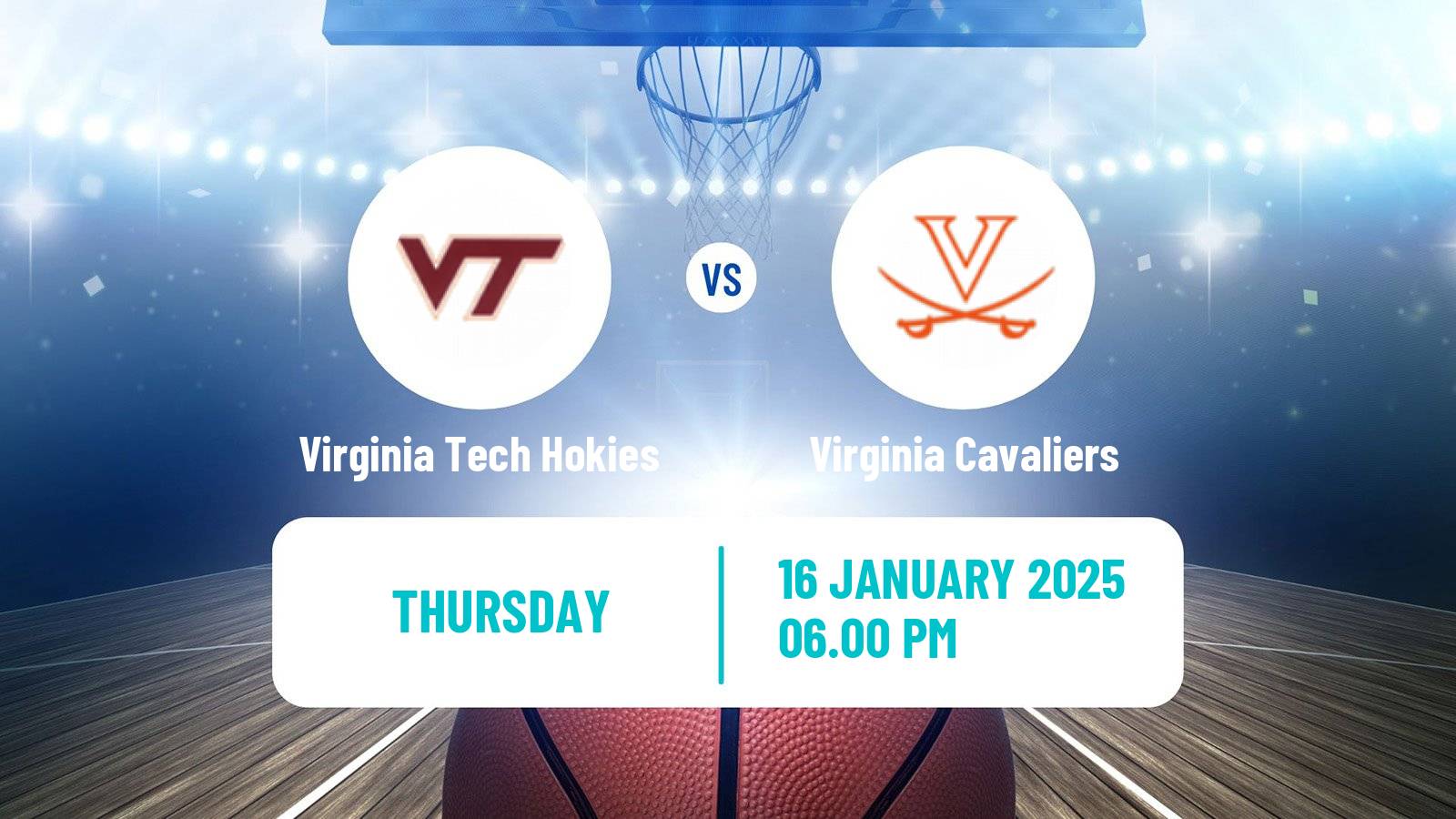 Basketball NCAA College Basketball Women Virginia Tech Hokies - Virginia Cavaliers