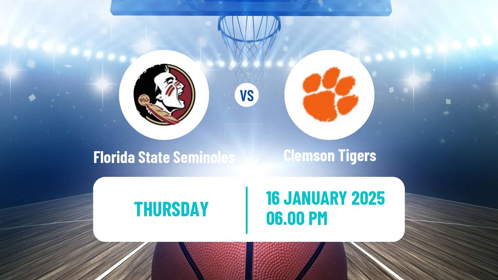 Basketball NCAA College Basketball Women Florida State Seminoles - Clemson Tigers