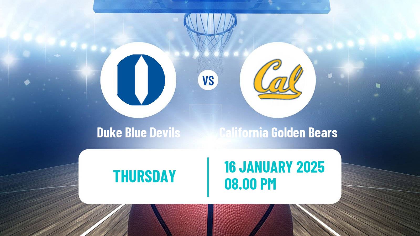 Basketball NCAA College Basketball Women Duke Blue Devils - California Golden Bears