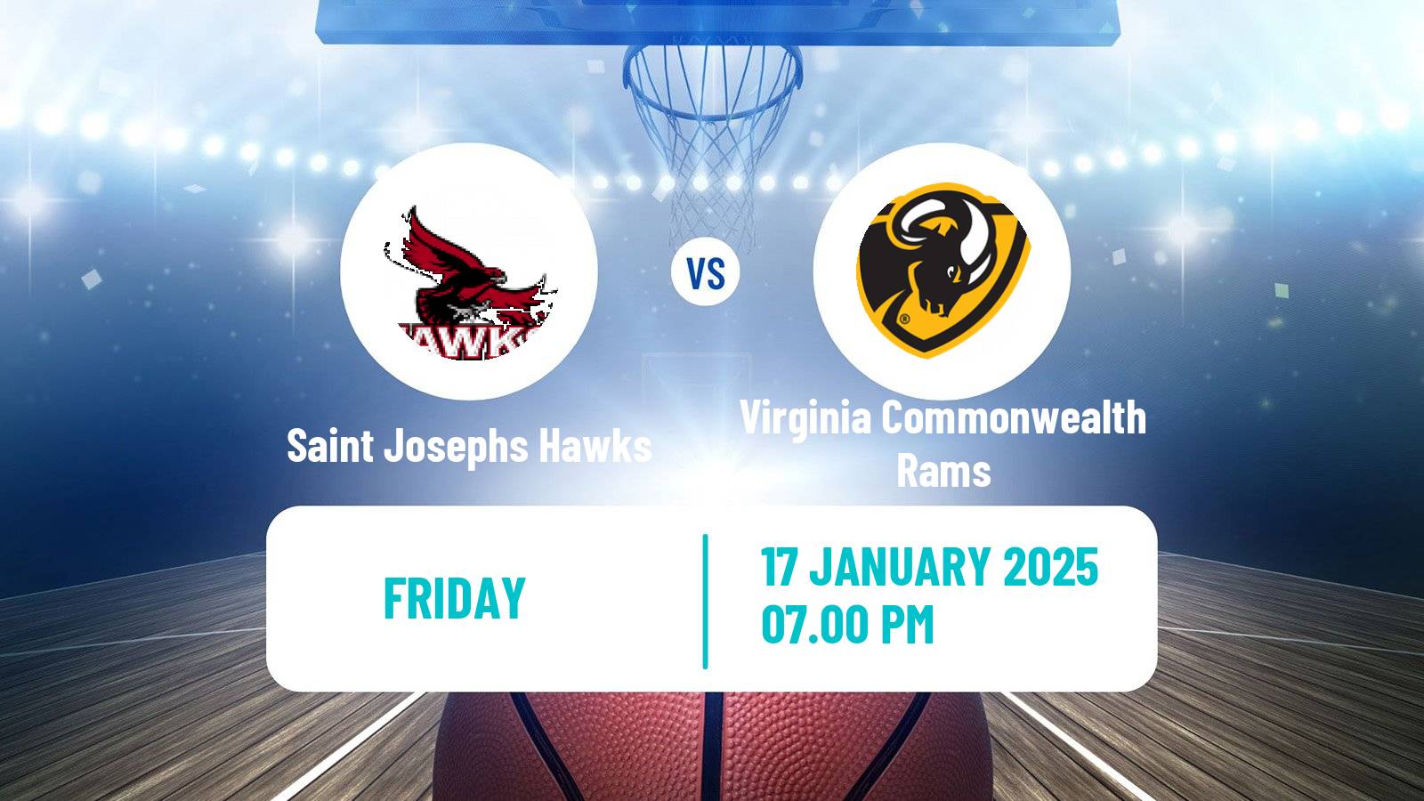 Basketball NCAA College Basketball Saint Josephs Hawks - Virginia Commonwealth Rams