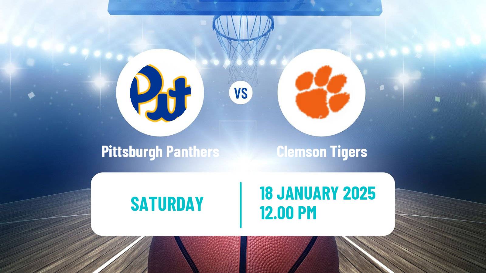 Basketball NCAA College Basketball Pittsburgh Panthers - Clemson Tigers